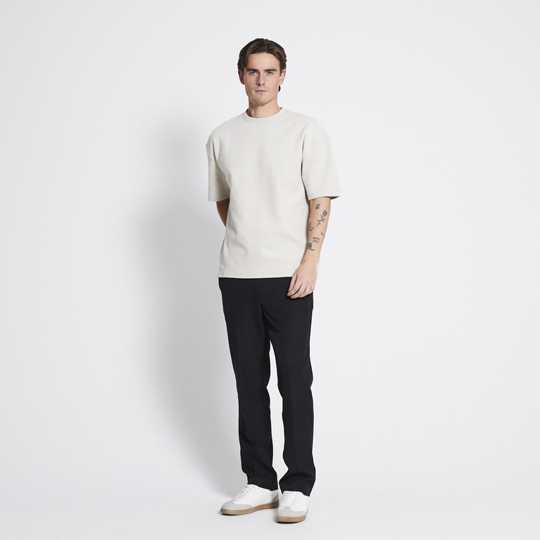 Boxy embossed tee "Yuko" Light Beige